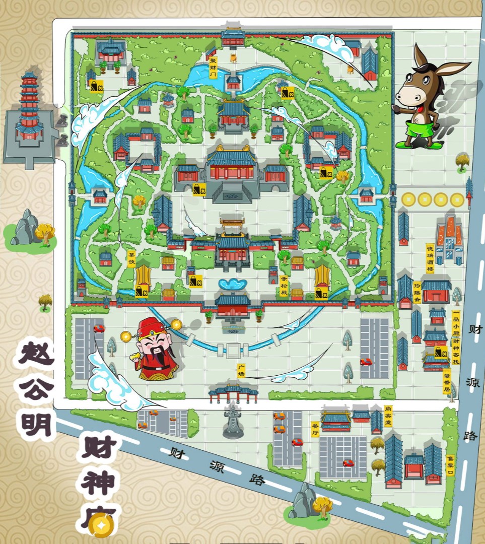永康寺庙类手绘地图